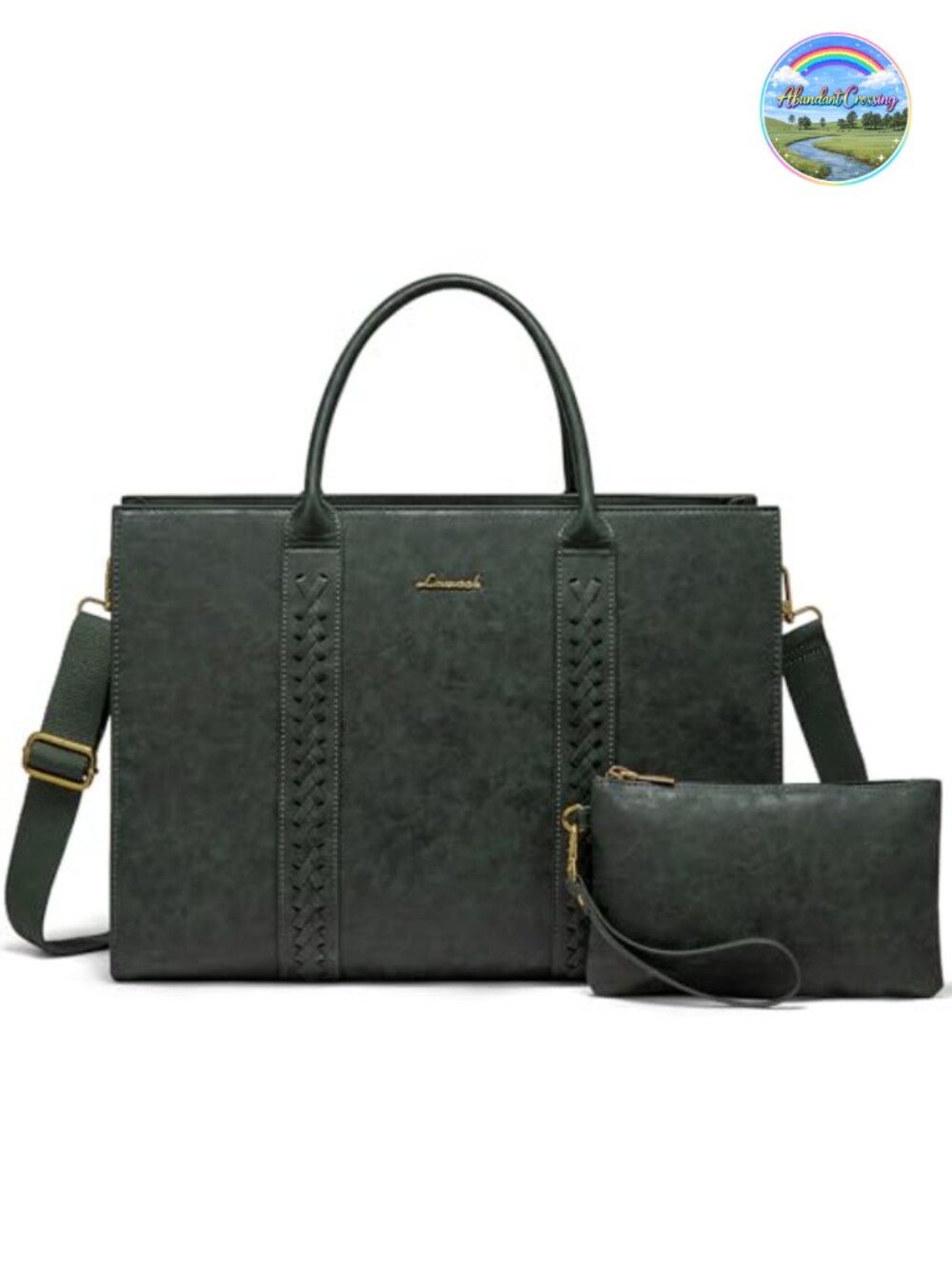 LOVEVOOK Laptop Tote Bag for Women, Vintage Leather Work Bag 15.6 inch,